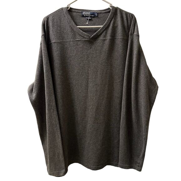 Polo by Ralph Lauren Pullover Men's XL Gray Sweater Long Sleeve V-Neck Casual - Picture 1 of 4